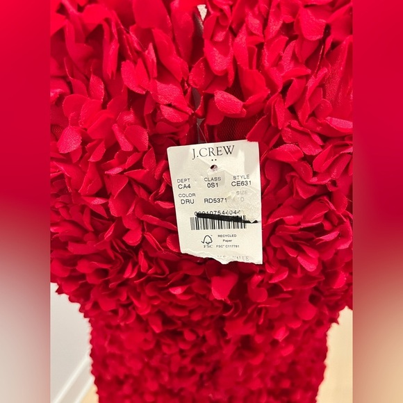 J Crew Factory Rosette mini dress in Deep Ruby Red size 0 NWT CE631 textured - Picture 9 of 11